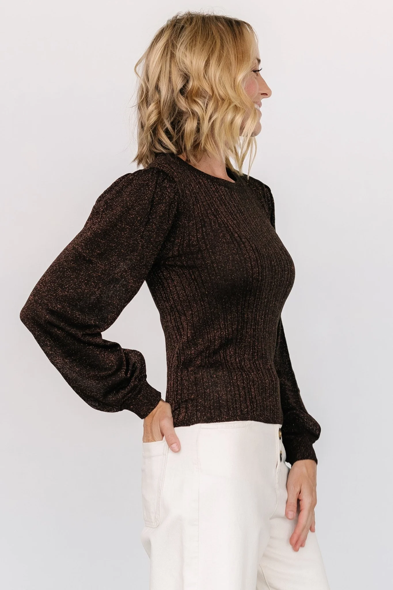 Padma Shimmer Sweater Top | Chocolate