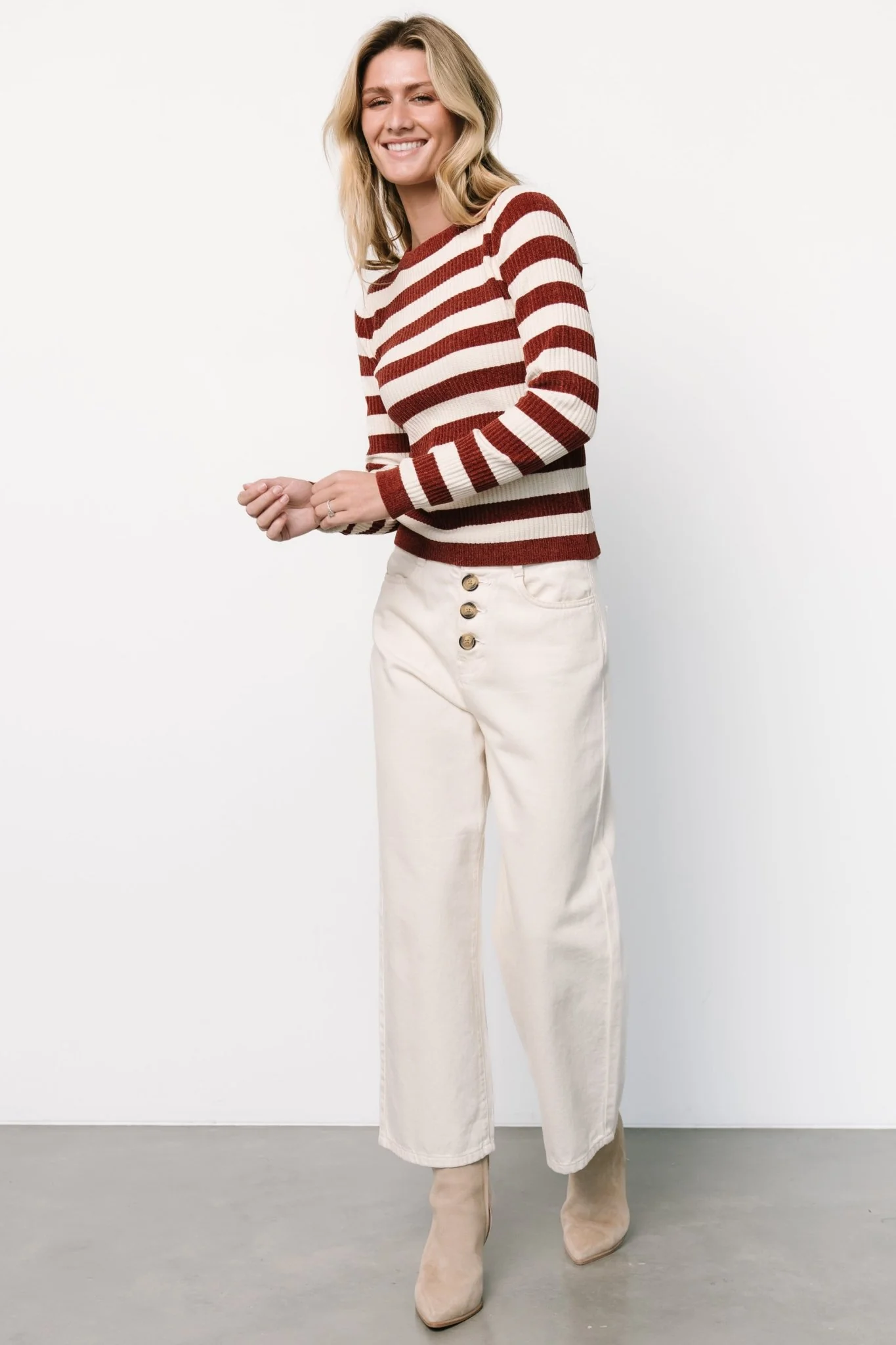 Milwaukee Striped Sweater | Burgundy + Ivory